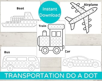 Transport Dot Marker Printables / Doe een Dot Printable / Peuteractiviteit / Transport Dot Art / Transport Craft