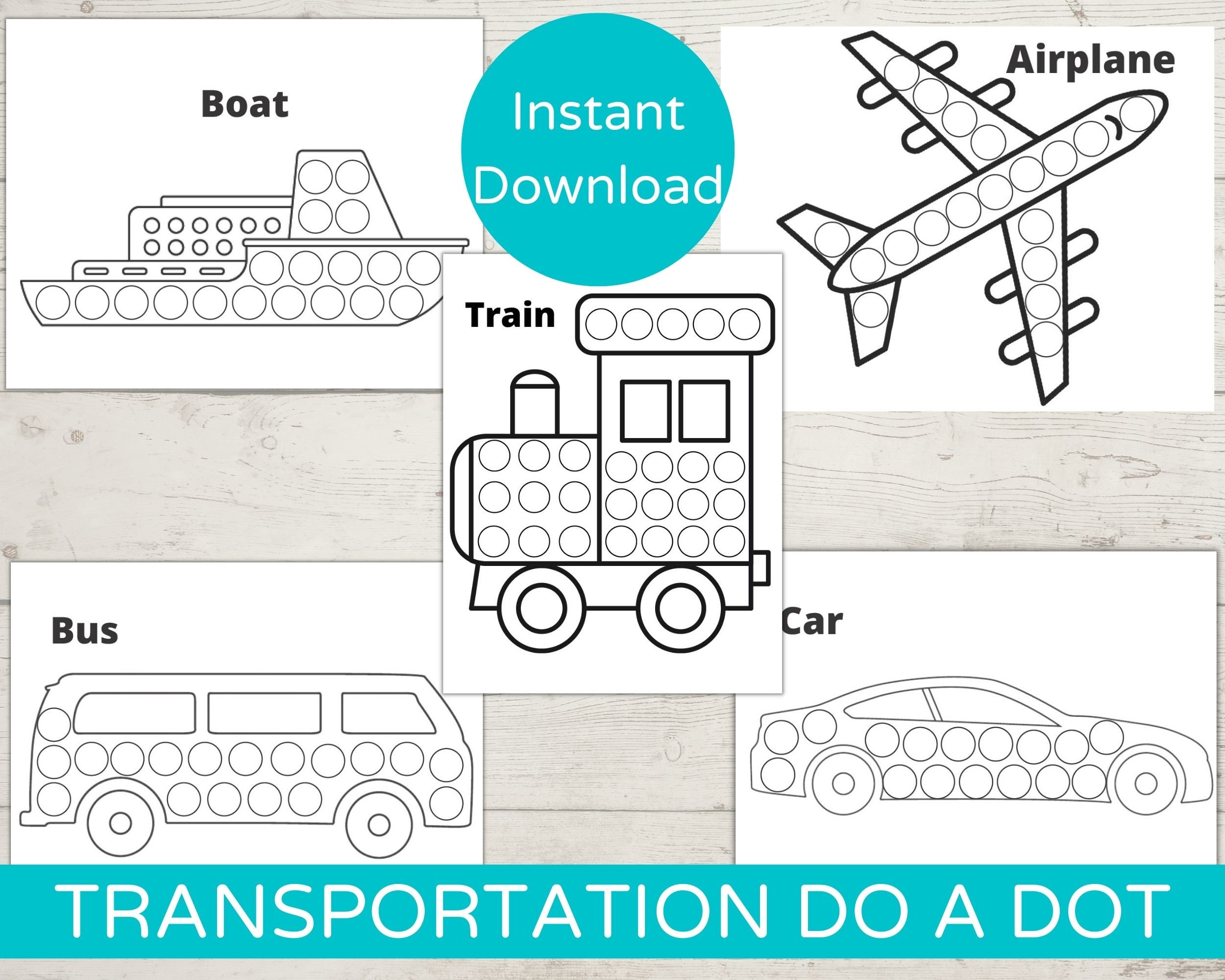 Transportation Dot Marker Printables/ Do a Dot Printable/ Toddler