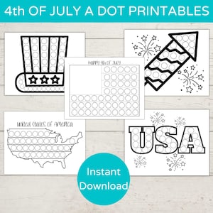 Fourth of July Dot Marker Printables/ Fourth of July Craft/ Independence Day Toddler Activity/ July 4th Dot Art/ Dot Marker Activity