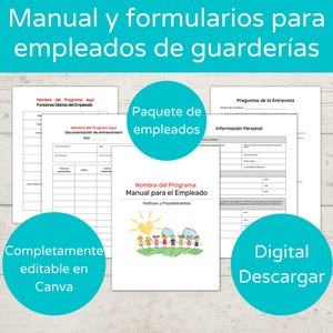 Formularios y manuales para empleados de guardería/ Políticas y procedimientos para el personal de guardería
