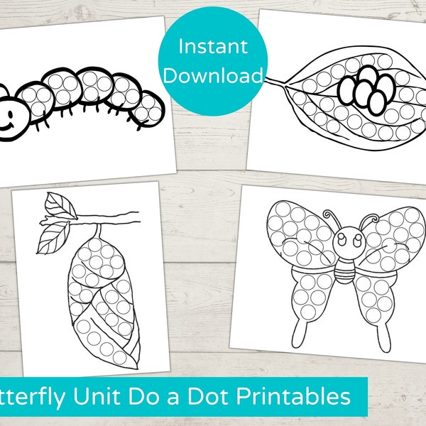 Butterfly Unit Dot Marker Printables/ Do a Dot Printable/ Butterfly Toddler Activity/ Butterfly Dot Art/ Dot Marker Activity