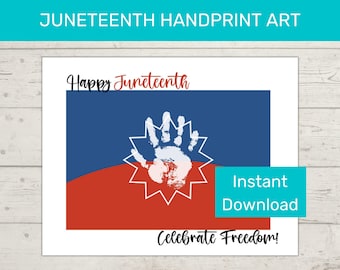 Juneteenth Toddler Handprint Art/ Juneteenth Printable Flag Craft/ Juneteenth Preschool Activity