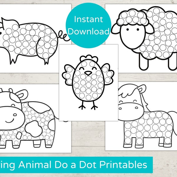 Spring Animals Dot Marker Printables/ Do a Dot Printable/ Baby Animals Toddler Activity/ Easter Dot Art/ Dot Marker Activity