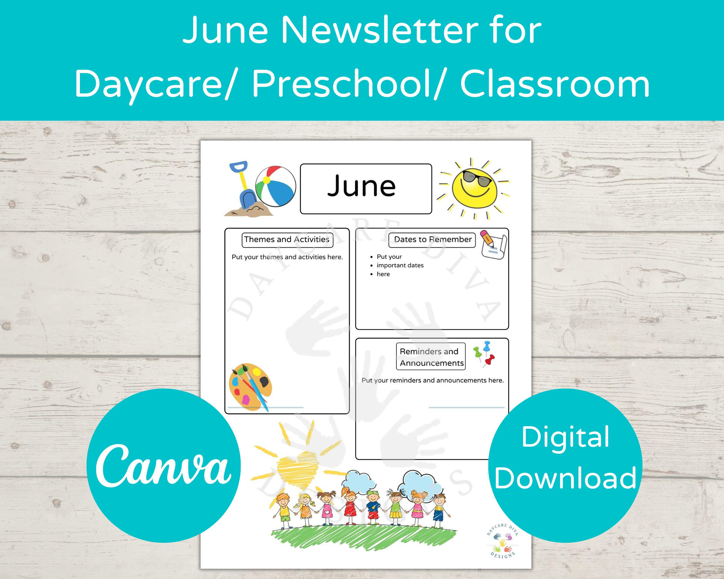 June Day Care Newsletter Sample JUNE NEWSLETTER Daycare
