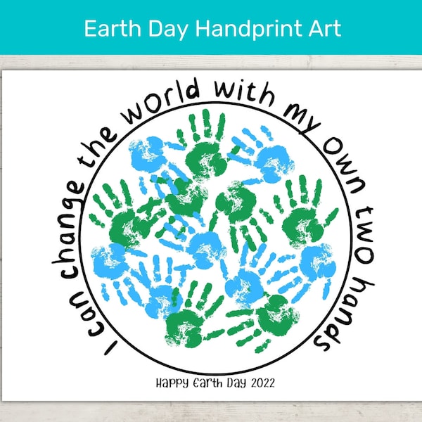 Earth Day Handprint Art/ Earth Day Toddler Handprint Printable Art/  Earth Day Handprint Gift