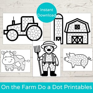 Farm Dot Marker Printables/ Do a Dot Printable/ Farm Toddler Activity/ Farm Animals Dot Art/ Dot Marker Activity