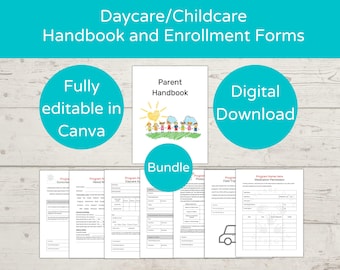 Daycare Business Forms/ Childcare Enrollment Forms/ Daycare Handbook/ Contract Template/ Daycare Politicies/ Editable Forms/ Daycare Startup