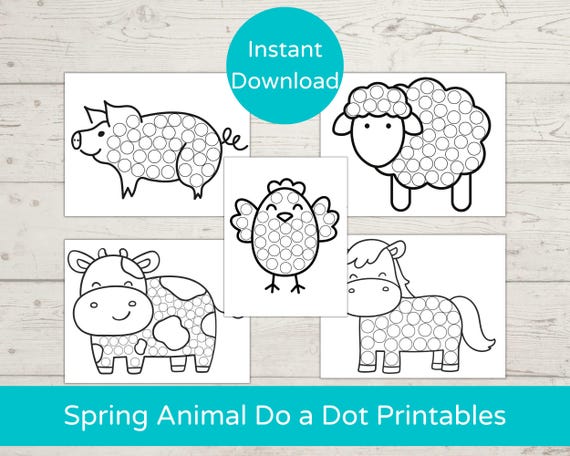 Spring Animals Dot Marker Printables/ Do a Dot Printable/ Baby Animals Toddler Activity/ Easter Dot Art/ Dot Marker Activity