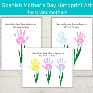 Spaanse grootmoeder Moederdag peuter handafdruk kunst/Día de la Madre handafdruk cadeau Para Abuela/Dia De Las Madras Tarjeta Para Abuela