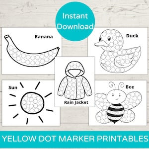 Color Yellow Dot Marker Printables/ Do a Dot Printable/ Toddler Activity/ Color Dot Art/ Yellow Dot Marker Activity