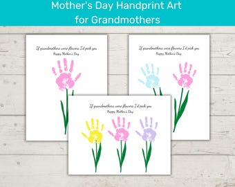 Grandmother Mother&#39;s Day Handprint Art/ Mother&#39;s Day Grandma Handprint Gift/ Mother&#39;s Day Toddler Handprint Printable Art