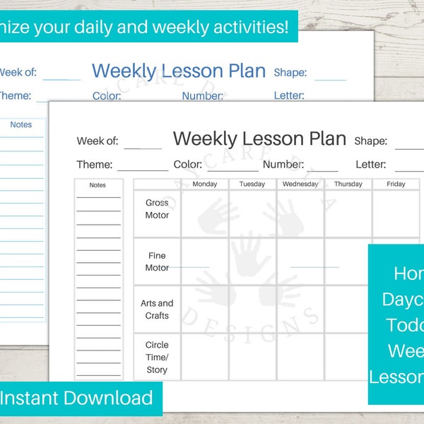Weekly Lesson Plan for Home Daycare/ Toddler Lesson Plan/ Preschool Lesson Plan/ Lesson Plan Template/ Toddler Activity