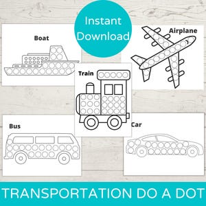 Transportation Dot Marker Printables/ Do a Dot Printable/ Toddler Activity/ Transportation Dot Art/ Transportation Craft