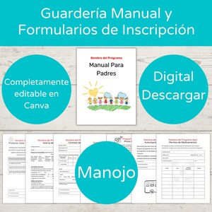 Paquete de formularios de inscripción y manual de guardería/ Paquete de inicio de guardería/ Políticas y procedimientos de guardería