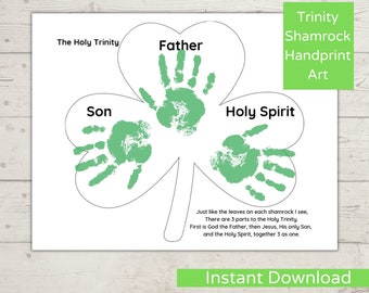 St. Patrick&#39;s Day Handprint Art/ St. Patrick&#39;s Day Toddler Activity/ Trinity Shamrock Handprint Craft