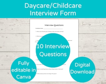 Preguntas de la entrevista para empleados de guardería/ Preguntas de la entrevista para personal de cuidado infantil/ Preguntas de la entrevista para maestros de guardería