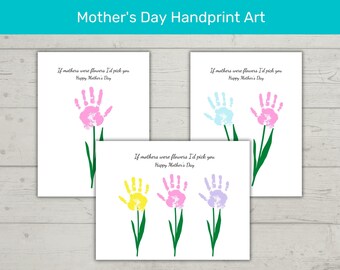 Mother&#39;s Day Handprint Art/ Mother&#39;s Day Handprint Gift/ Mother&#39;s Day Toddler Handprint Printable Art