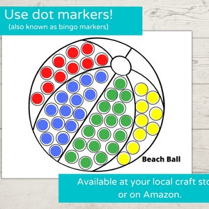 Beach Theme Dot Marker Printables/ Do a Dot Printable/ Toddler Activity ...
