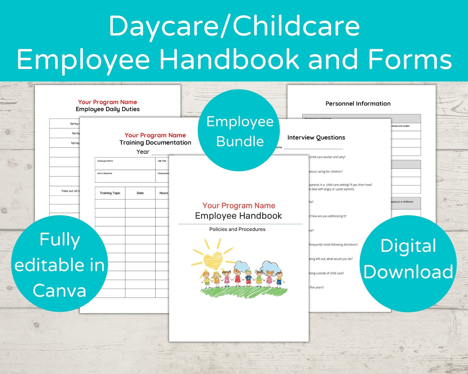 Daycare Employee Forms and Handbook/ Childcare Personnel Policies and