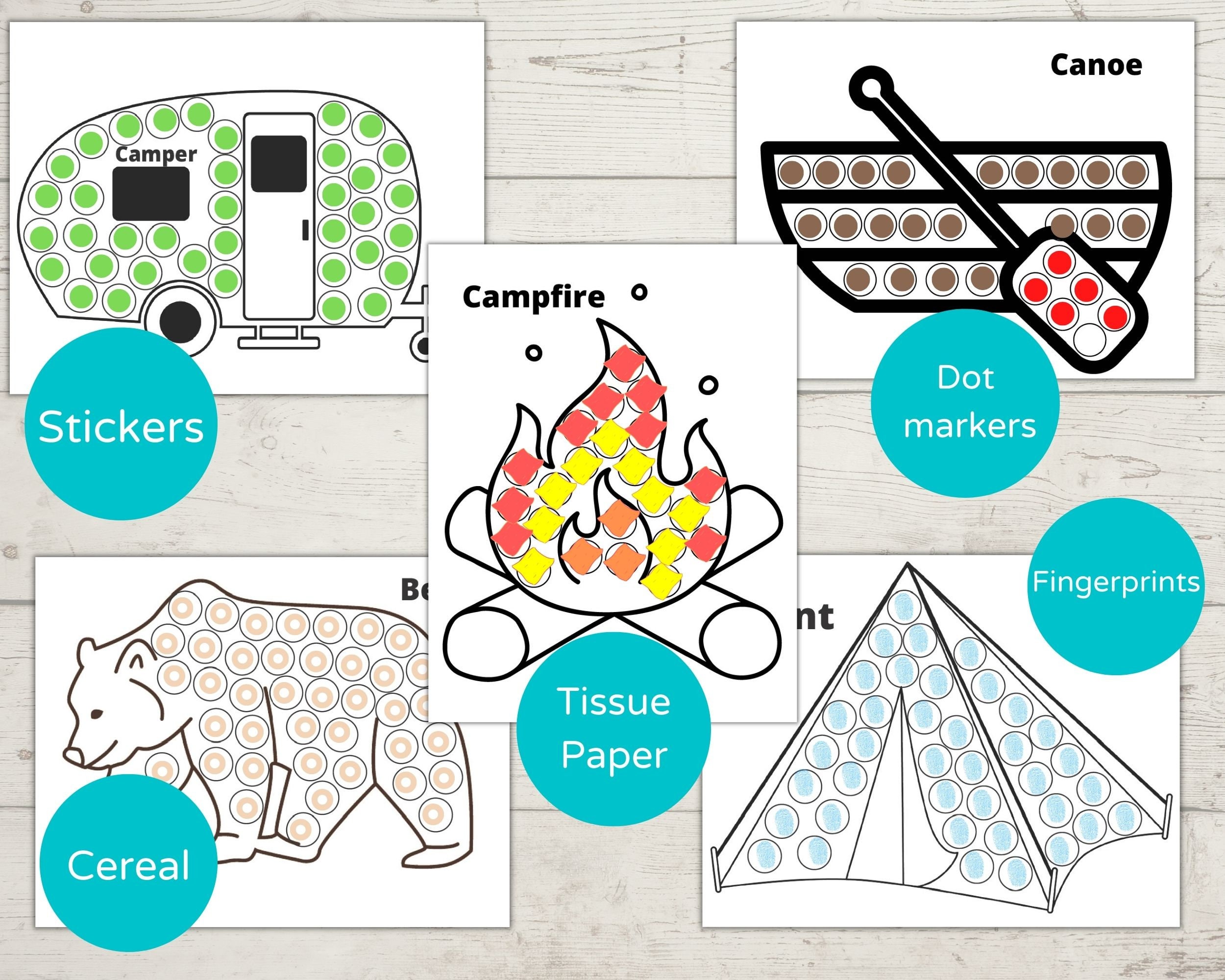 Camping Theme Dot Marker Printables/ Do a Dot Printable/ Etsy Australia