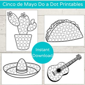 Cinco de Mayo Dot Marker Printables/ Dot a Dot Printable/ Cinco de Mayo Activity/ Cinco de Mayo Dot Art/ Dot Marker Activity