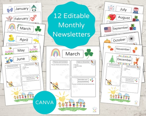 Preschool Newsletter Templates Daycare Newsletter Templates Etsy Uk