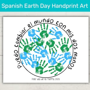 Arte con huella de mano para el Día de la Tierra / Arte imprimible con huella de mano para niños pequeños del Día de la Tierra / Regalo con huella de mano para el Día de la Tierra