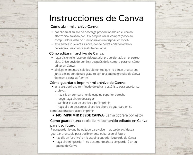 Puede incluir: Instrucciones para usar Canva, una plataforma de dise&ntilde;o gr&aacute;fico. Las instrucciones cubren c&oacute;mo abrir, editar, guardar e imprimir archivos creados en Canva. Las instrucciones tambi&eacute;n explican c&oacute;mo guardar una copia de un archivo de Canva para uso futuro.
