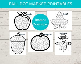 Fall Dot Marker Printables/ Do a Dot Printable/ Toddler Activity/ Autumn Dot Art/ Dot Marker Activity