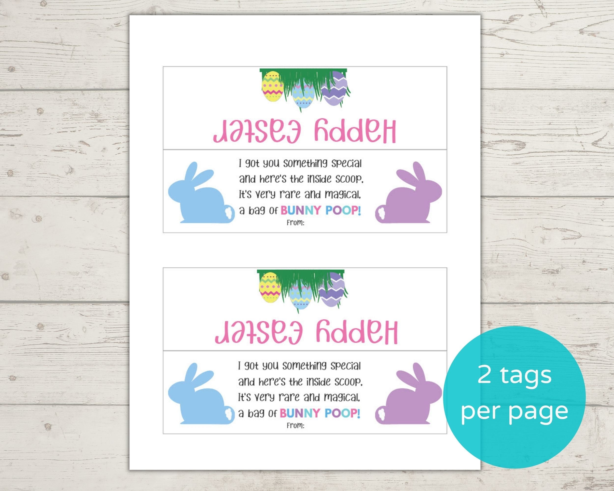 Bunny Poop Printable Bag Topper/ Easter Printable Bag Topper/ Bunny ...