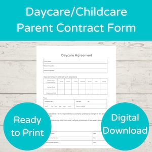 Daycare Contract Instant Download/ Childcare Contract/ Daycare Agreement