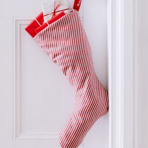 Personalised Christmas Stocking - Candy Cane Stripe Stocking - Red and White Christmas Stocking