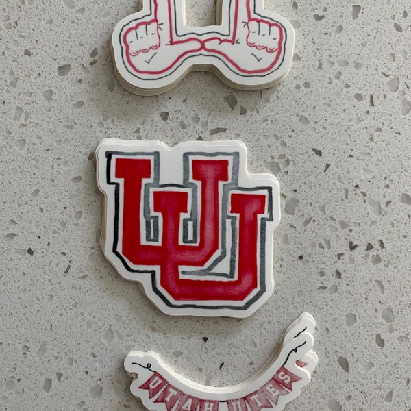 Utah Utes Watercolored stickers