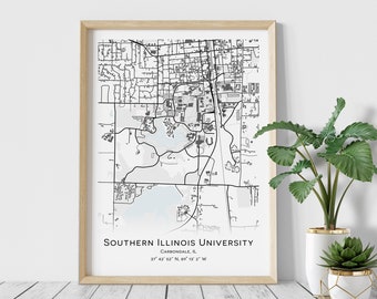 Southern Illinois University Karte, Carbondale, IL - Abschluss Geschenk - Wanddeko College Stadt Karte Geschenke, Digitaler Download, Universitätskarte