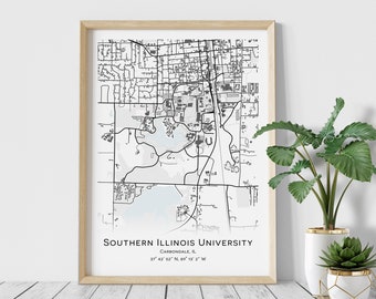 Southern Illinois University map, Carbondale, IL - Graduation gift -Wall decor  College Town Map Gifts, Digital Download, University map