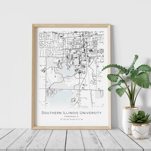 Mappa della Southern Illinois University, Carbondale, IL - Regalo di laurea -Decorazione murale Mappa di College Town Regali, Download digitale, Mappa dell'Università