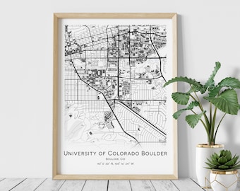 Unoversity of Colorado Boulder CO map - Graduation gift -Wall decor poster, College Town Map Gifts, Digital Download, Digital University map