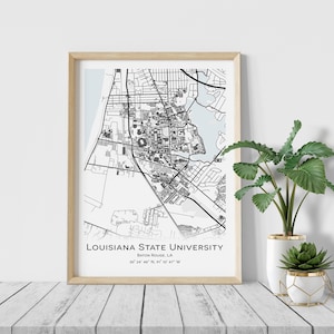 Louisiana State University Map, Baton Rouge, LA - Graduation gift - Wall decor poster, College Town Map Gifts, Digital Download, Digital map
