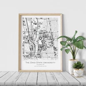 Carte de l’Université d’État de l’Ohio, Columbus, OH - Cadeau de fin d’études -Affiche murale, College Town Map Gifts, Téléchargement numérique, Carte de l’université