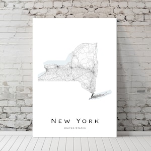 Kaart van New York - kaart NY USA Verenigde Staten - afdrukbare kaartposter - kaart digitale download - minimalistische kunstwerken - kunst aan de muur, Instant Download