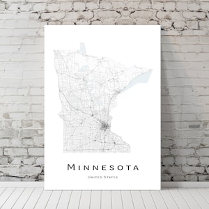 Mappa del Minnesota - Mappa degli Stati Uniti d&#39;America - Poster con mappa stampabile - Mappa scaricabile digitalmente - Opera d&#39;arte minimalista - Arte murale, Download istantaneo