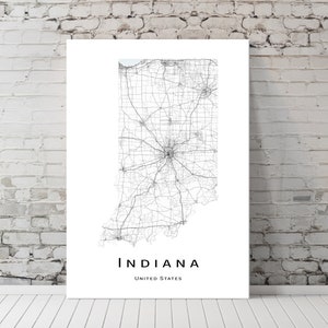 Indiana Karte - IN USA Karte der Vereinigten Staaten - Karte Poster zum selbst ausdrucken - Karte in digitaler Form - minimalistisches Kunstwerk - Wandkunst, zum sofortigen Download
