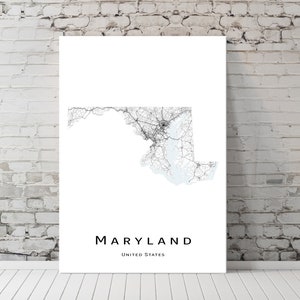 Maryland map - MD USA United States Map - Printable map poster - Digital download map - minimalist artwork - wall art, Instant Download