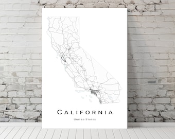 California map - CA USA United States Map - Printable map poster - Digital download map - minimalist artwork - wall art, Instant Download