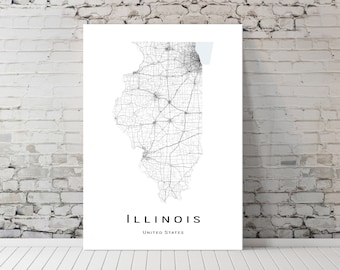 Illinois map - IL USA United States Map - Printable map poster - Digital download map - minimalist artwork - wall art, Instant Download