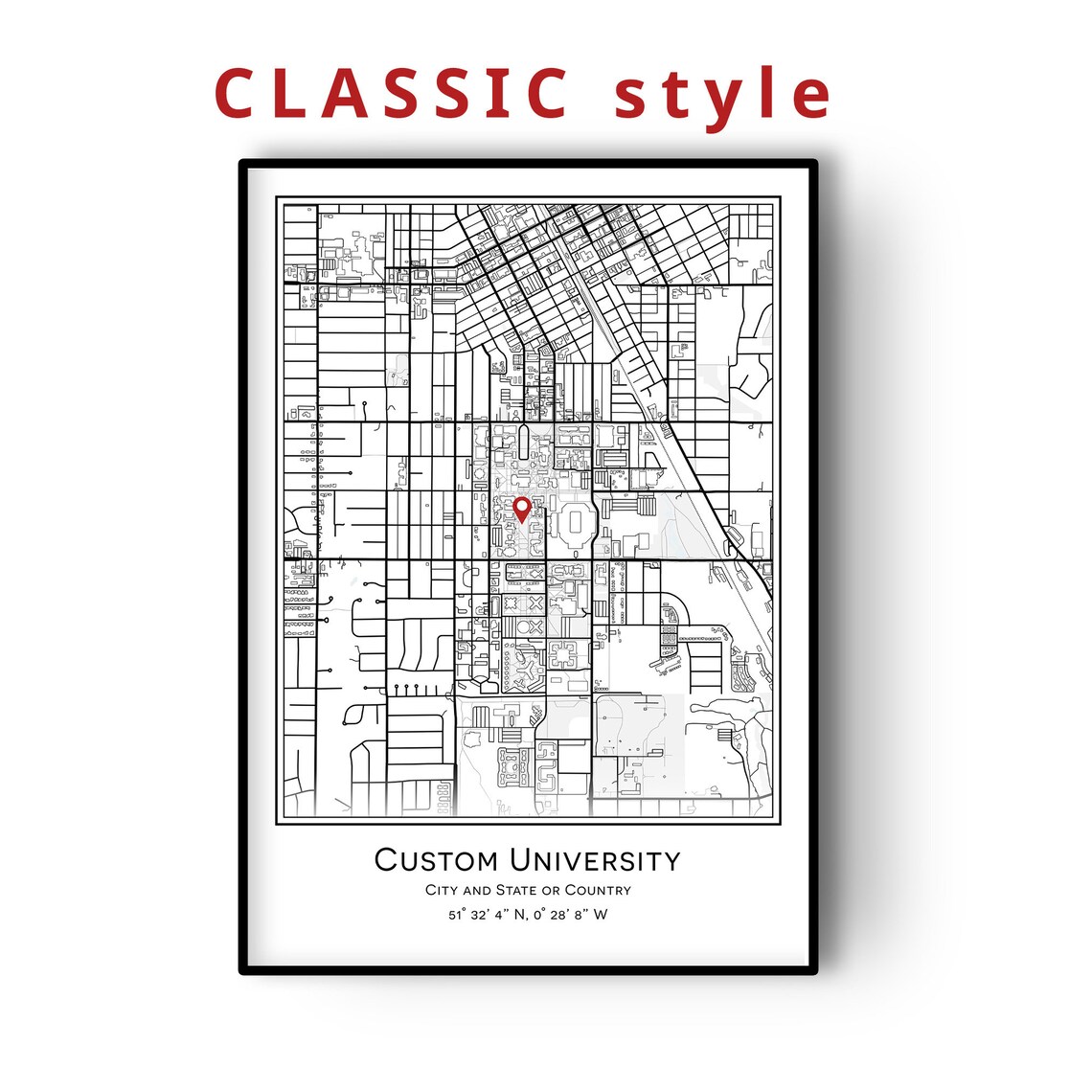 Custom Map, Graduation Gift - Your School or University Map ...