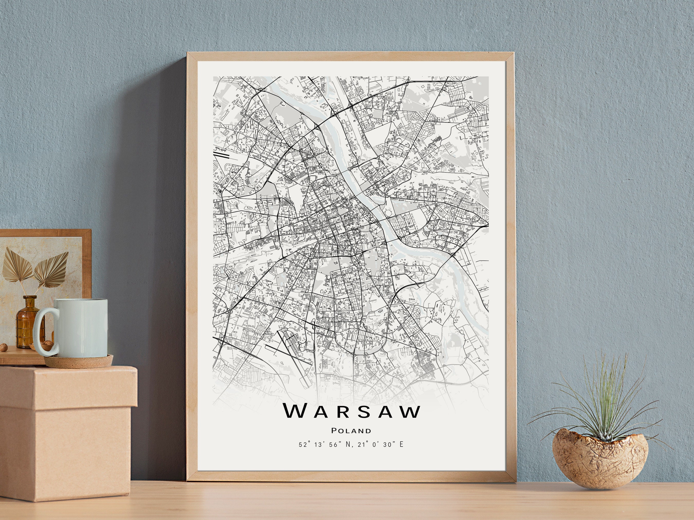 Warsaw Map Poland City Map With High Details Printable Map Poster ...