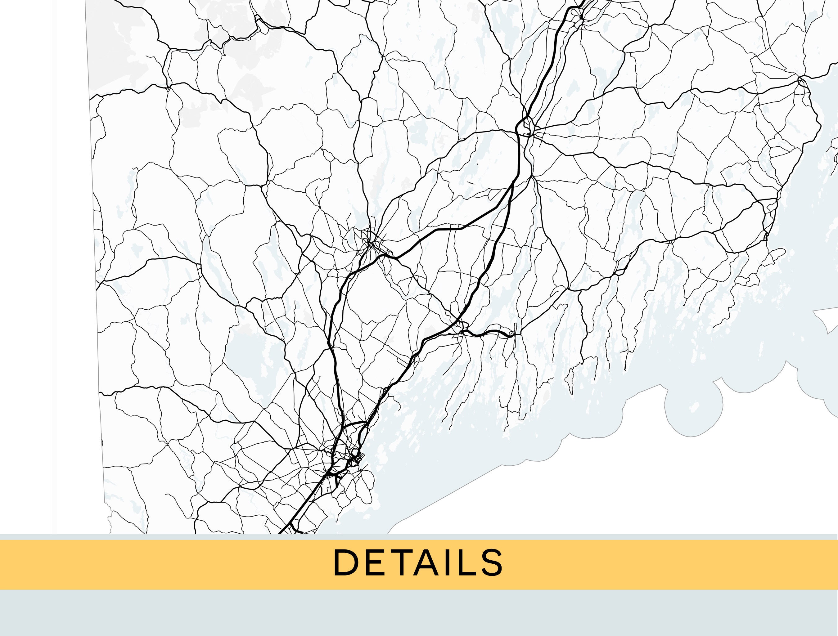 Me Line Map Maine Map - ME USA United States Map - Printable Map Poster - Digital ...