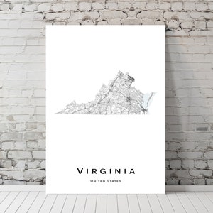 Virginia map - VA USA United States Map - Printable map poster - Digital download map - minimalist artwork - wall art, Instant Download