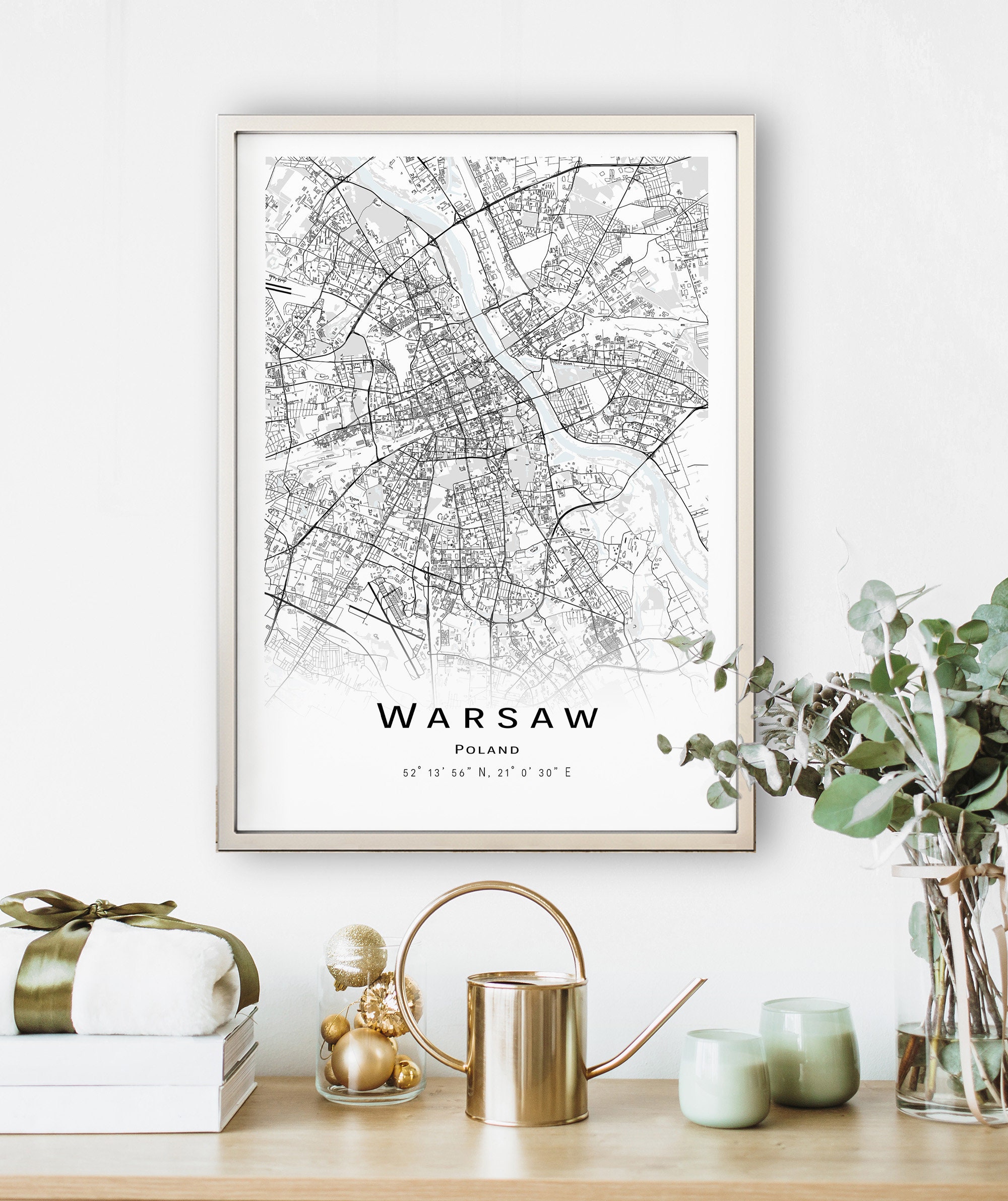 Warsaw Map Poland City Map With High Details Printable - Etsy